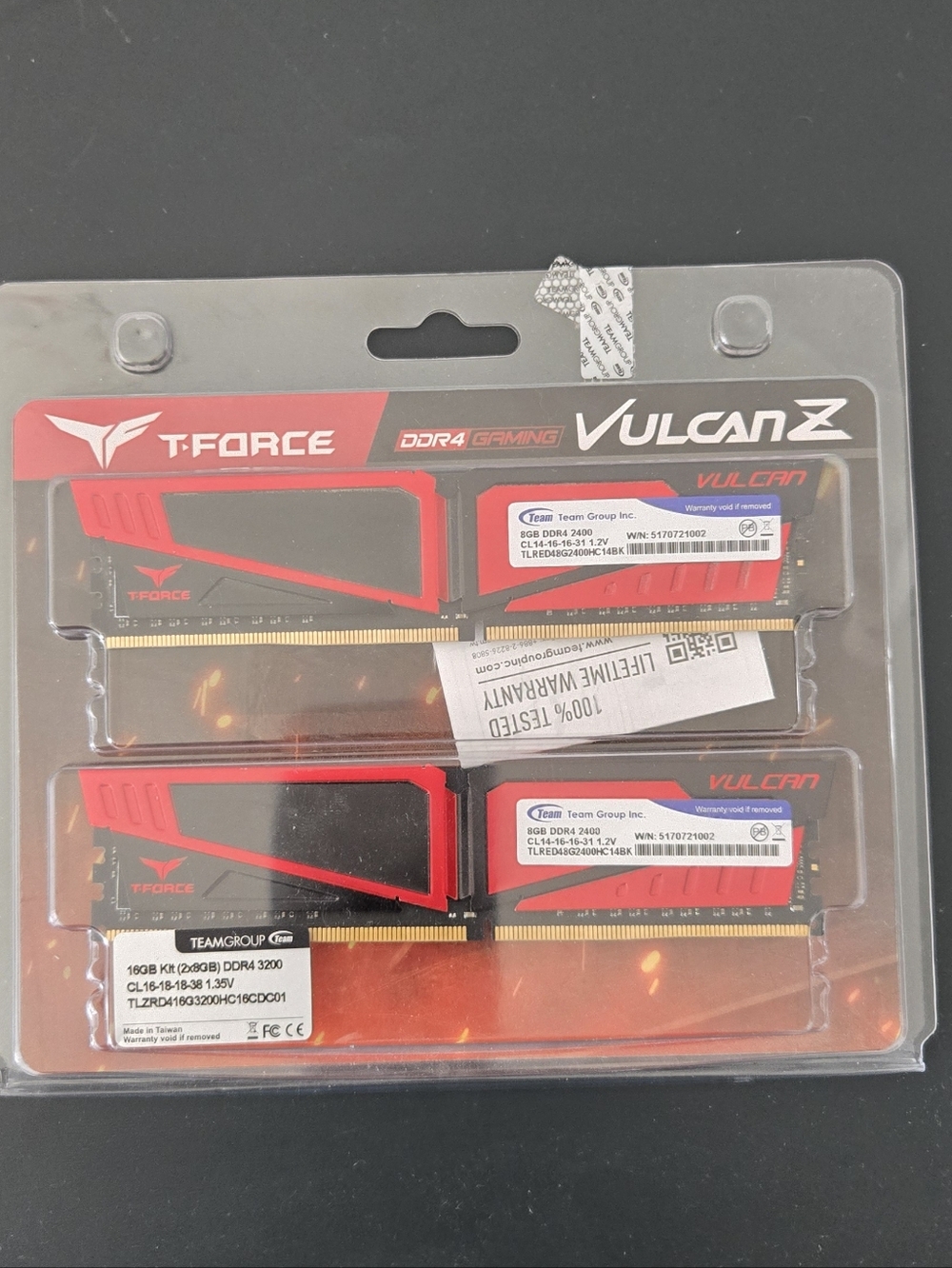 T-Force Vulcan Z DDR4 Red Desktop RAM 16GB (2 x 8GB)